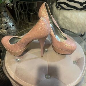 Sparkling Pink Platform High Heel Pumps - Women's Shoes